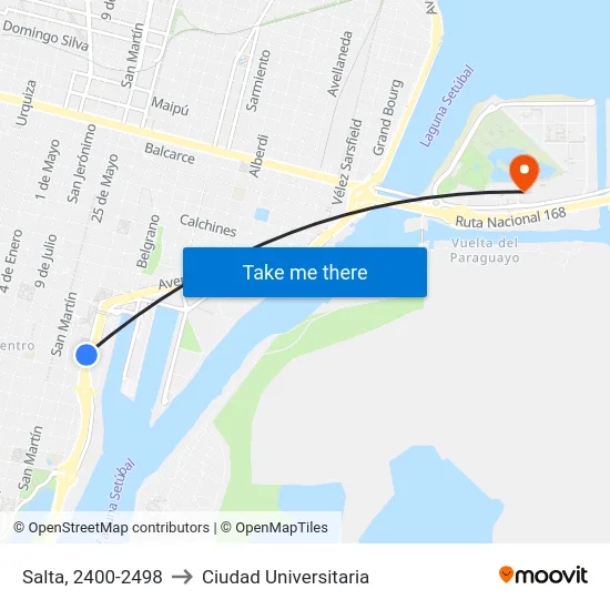 Salta, 2400-2498 to Ciudad Universitaria map