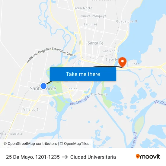 25 De Mayo, 1201-1235 to Ciudad Universitaria map