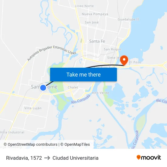 Rivadavia, 1572 to Ciudad Universitaria map