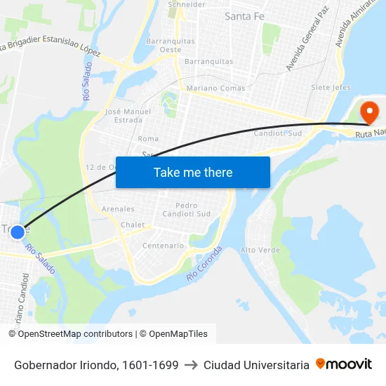 Gobernador Iriondo, 1601-1699 to Ciudad Universitaria map