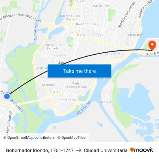 Gobernador Iriondo, 1701-1747 to Ciudad Universitaria map