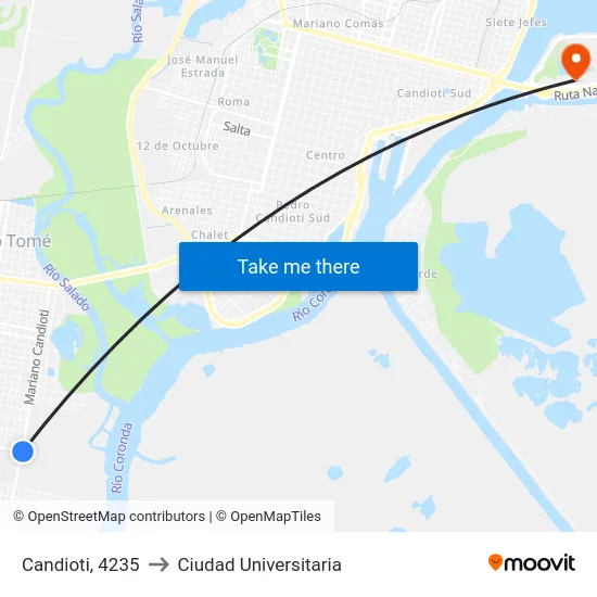 Candioti, 4235 to Ciudad Universitaria map
