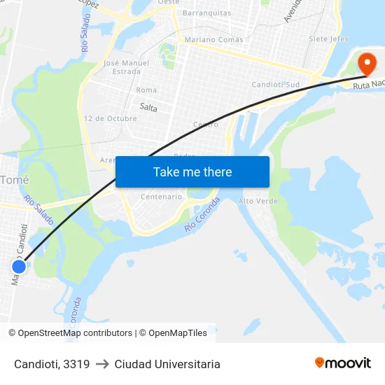 Candioti, 3319 to Ciudad Universitaria map