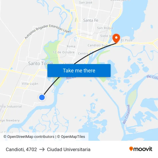 Candioti, 4702 to Ciudad Universitaria map