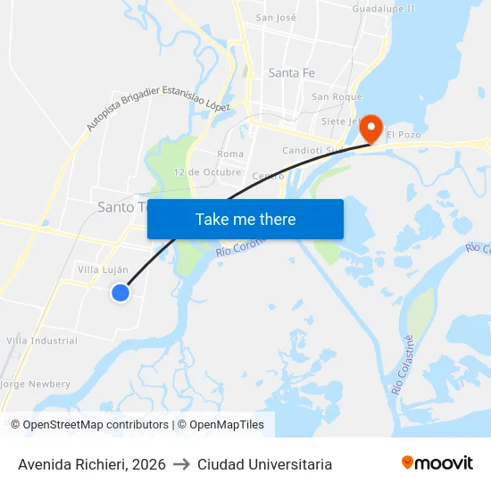 Avenida Richieri, 2026 to Ciudad Universitaria map