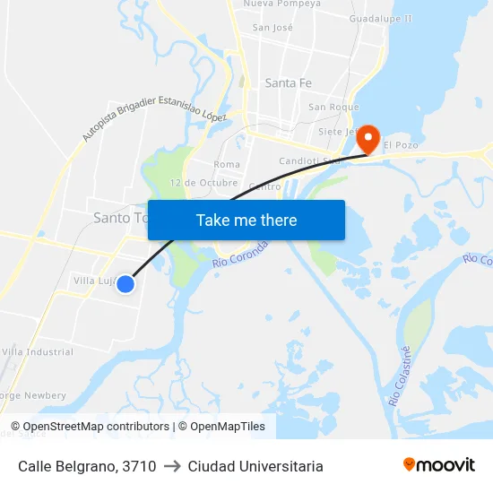 Calle Belgrano, 3710 to Ciudad Universitaria map