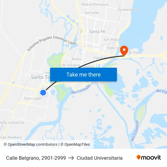 Calle Belgrano, 2901-2999 to Ciudad Universitaria map