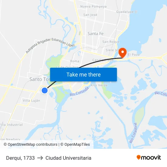 Derqui, 1733 to Ciudad Universitaria map