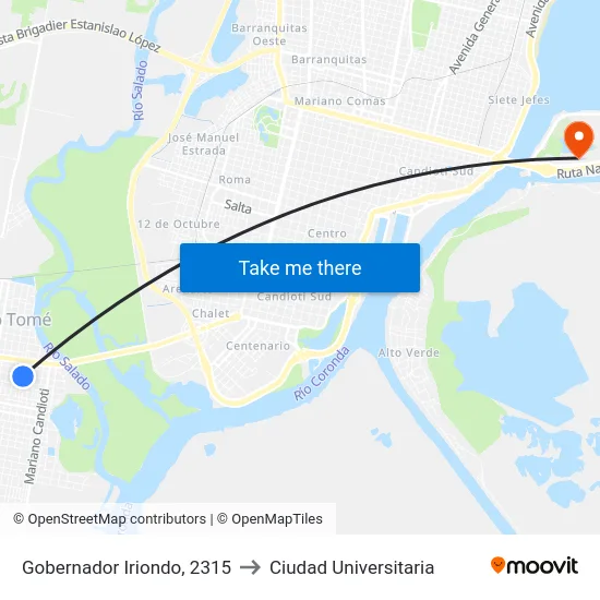 Gobernador Iriondo, 2315 to Ciudad Universitaria map