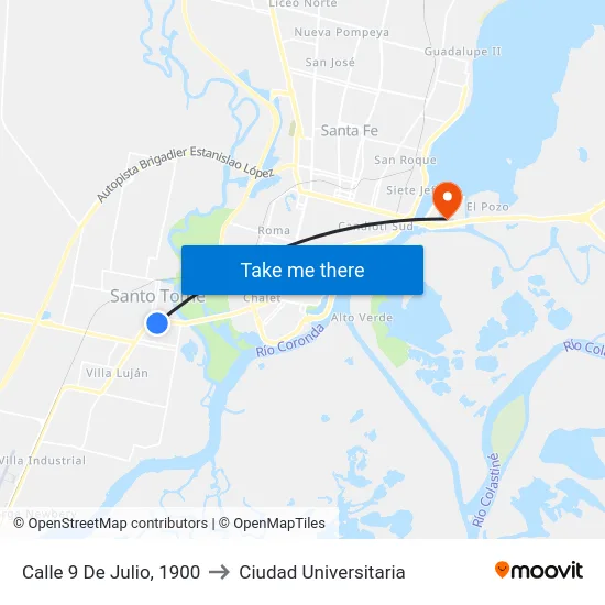 Calle 9 De Julio, 1900 to Ciudad Universitaria map