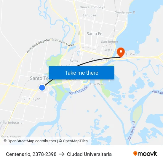 Centenario, 2378-2398 to Ciudad Universitaria map