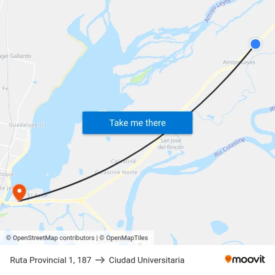 Ruta Provincial 1, 187 to Ciudad Universitaria map