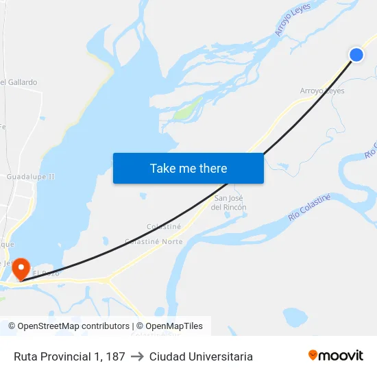 Ruta Provincial 1, 187 to Ciudad Universitaria map