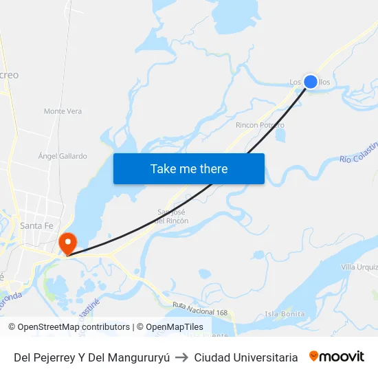 Del Pejerrey Y Del Mangururyú to Ciudad Universitaria map