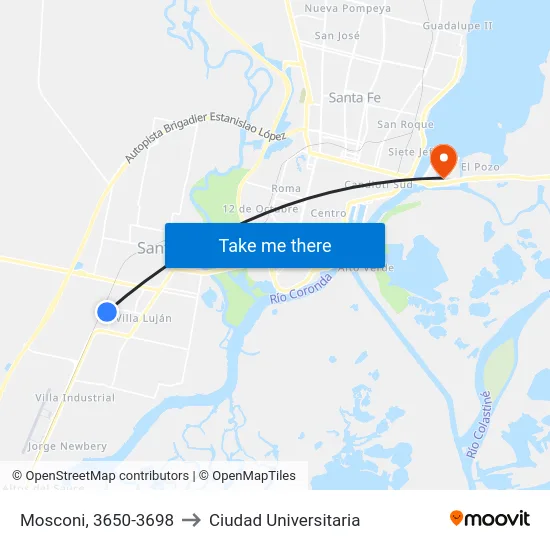 Mosconi, 3650-3698 to Ciudad Universitaria map