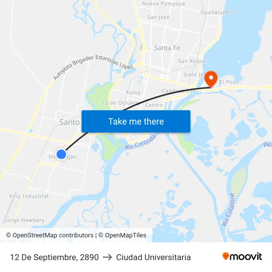12 De Septiembre, 2890 to Ciudad Universitaria map