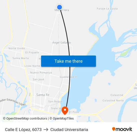 Calle E López, 6073 to Ciudad Universitaria map