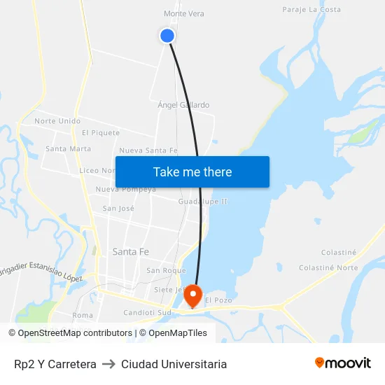 Rp2 Y Carretera to Ciudad Universitaria map