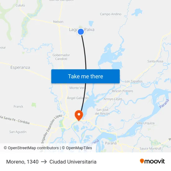 Moreno, 1340 to Ciudad Universitaria map
