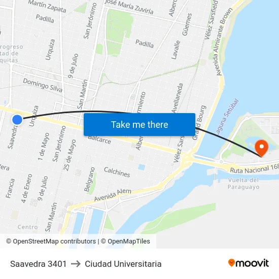 Saavedra 3401 to Ciudad Universitaria map