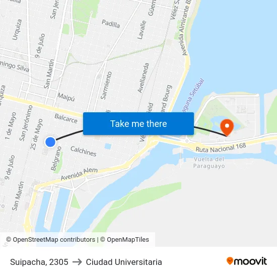 Suipacha, 2305 to Ciudad Universitaria map