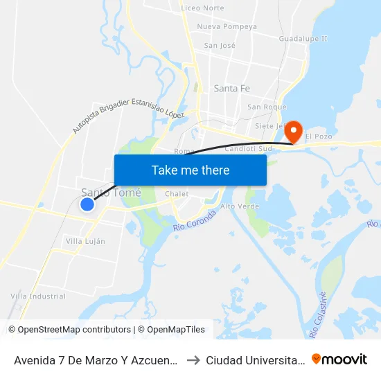Avenida 7 De Marzo Y Azcuenaga to Ciudad Universitaria map