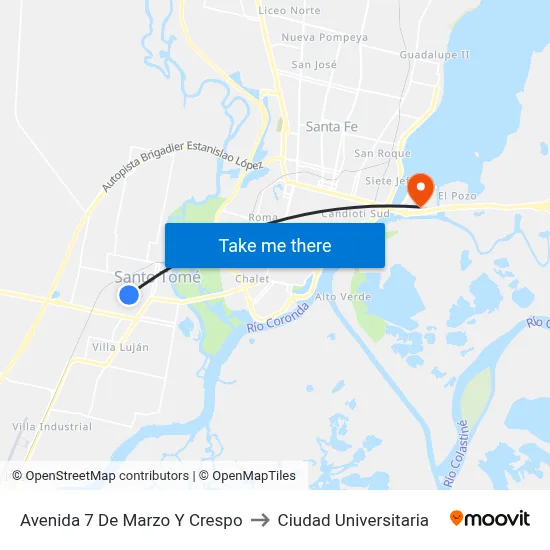 Avenida 7 De Marzo Y Crespo to Ciudad Universitaria map