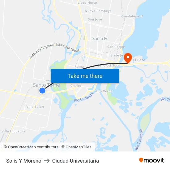 Solís Y Moreno to Ciudad Universitaria map