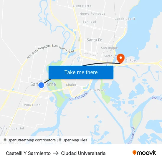 Castelli Y Sarmiento to Ciudad Universitaria map