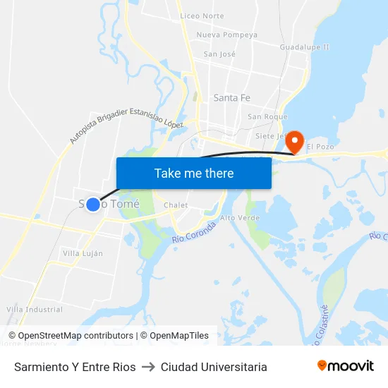 Sarmiento Y Entre Rios to Ciudad Universitaria map
