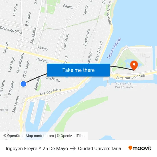 Irigoyen Freyre Y 25 De Mayo to Ciudad Universitaria map