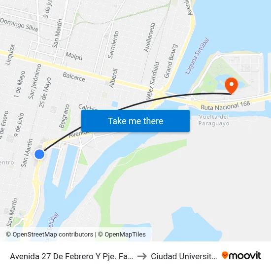 Avenida 27 De Febrero Y Pje. Falucho to Ciudad Universitaria map