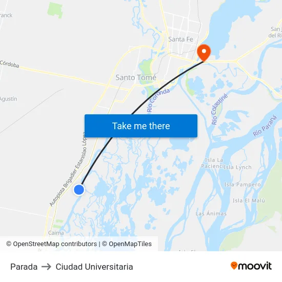 Parada to Ciudad Universitaria map