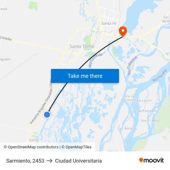Sarmiento, 2453 to Ciudad Universitaria map