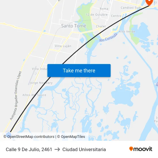 Calle 9 De Julio, 2461 to Ciudad Universitaria map