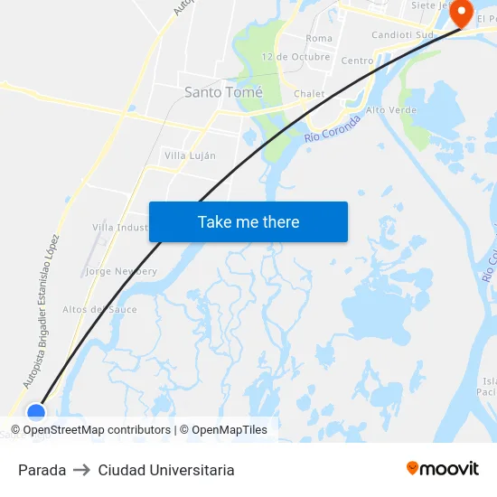 Parada to Ciudad Universitaria map