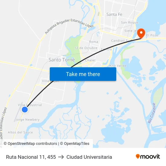 Ruta Nacional 11, 455 to Ciudad Universitaria map