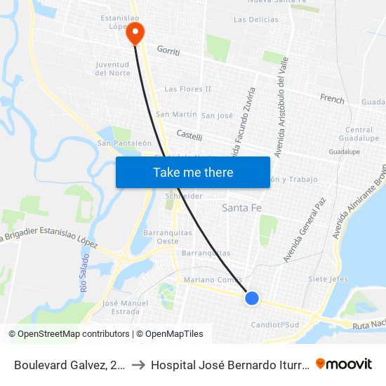 Boulevard Galvez, 2270 to Hospital José Bernardo Iturraspe map