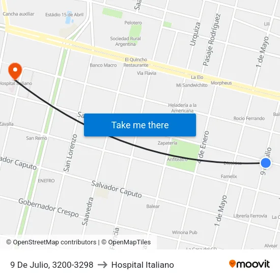 9 De Julio, 3200-3298 to Hospital Italiano map