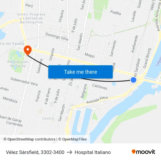 Vélez Sársfield, 3302-3400 to Hospital Italiano map