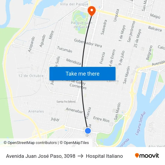 Avenida Juan José Paso, 3098 to Hospital Italiano map