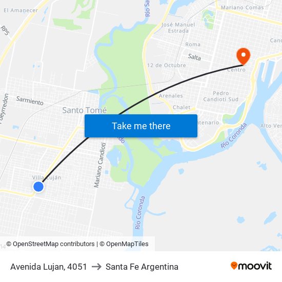Avenida Lujan, 4051 to Santa Fe Argentina map