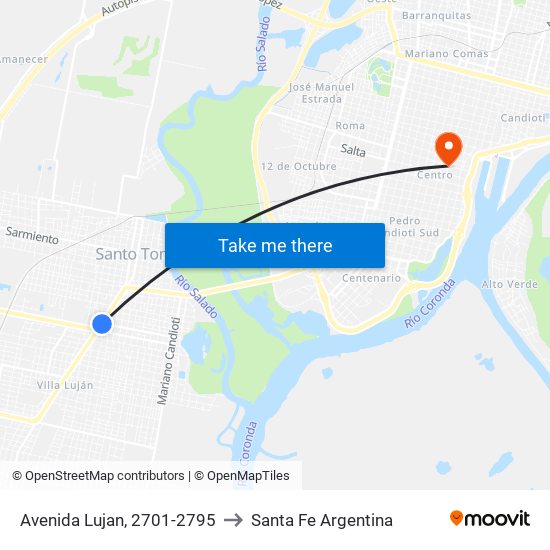 Avenida Lujan, 2701-2795 to Santa Fe Argentina map