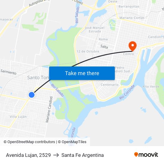 Avenida Lujan, 2529 to Santa Fe Argentina map