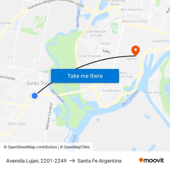 Avenida Lujan, 2201-2249 to Santa Fe Argentina map
