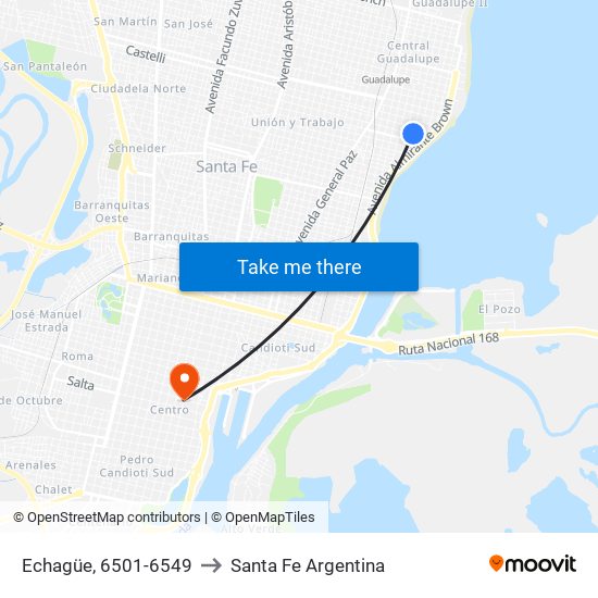 Echagüe, 6501-6549 to Santa Fe Argentina map