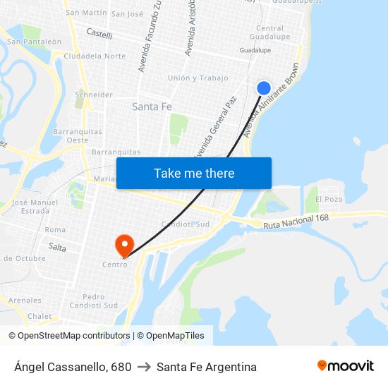 Ángel Cassanello, 680 to Santa Fe Argentina map