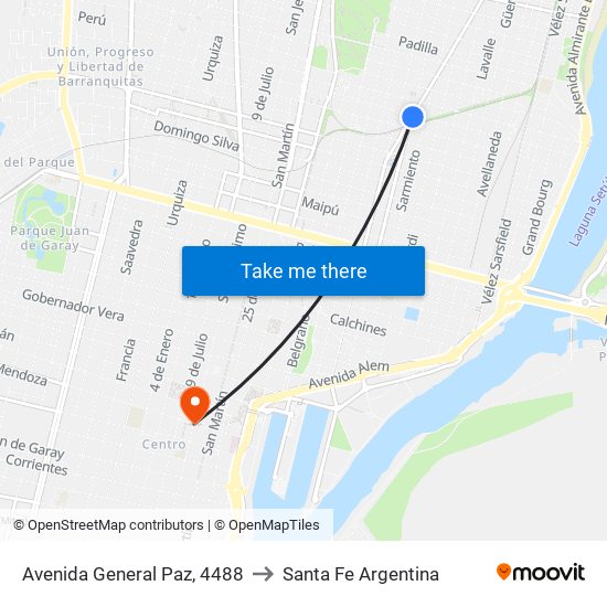 Avenida General Paz, 4488 to Santa Fe Argentina map