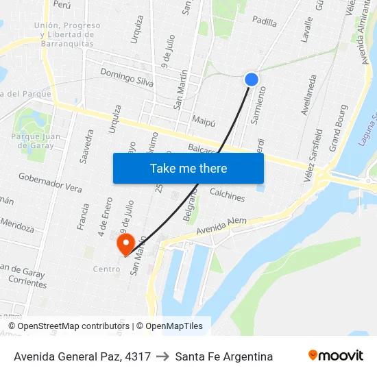Avenida General Paz, 4317 to Santa Fe Argentina map