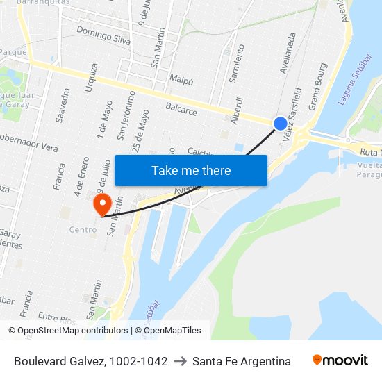 Boulevard Galvez, 1002-1042 to Santa Fe Argentina map